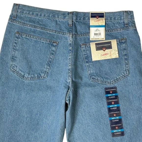 Saddlebred Mens 36x32 Straight Leg Classic Fit Denim Blue Jeans Pants - Picture 12 of 13
